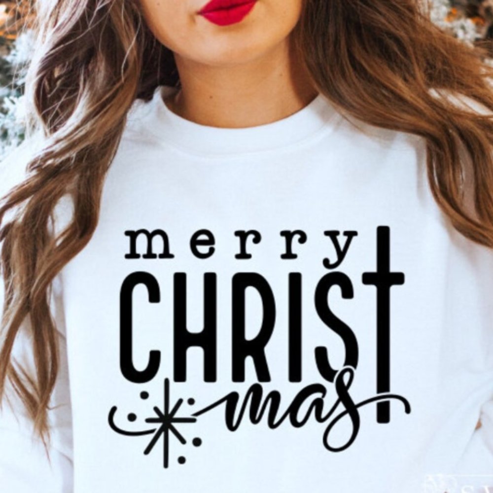 Merry Christmas Cross Holiday Sweatshirt